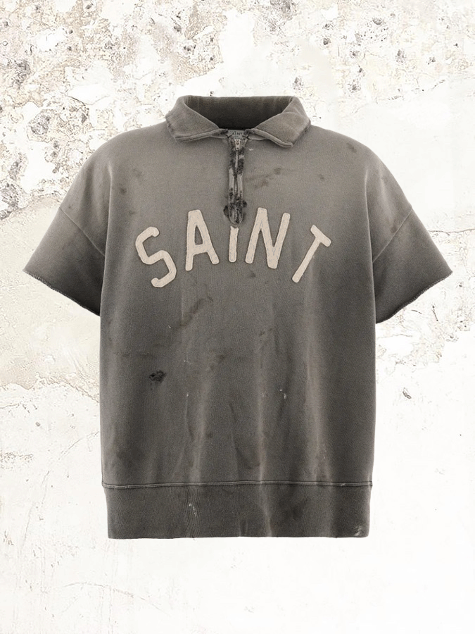 SAINT MXXXXXX distressed half-zip polo shirt – MDE