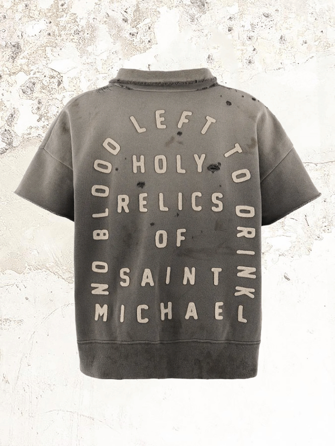 SAINT MXXXXXX distressed half-zip polo shirt – MDE