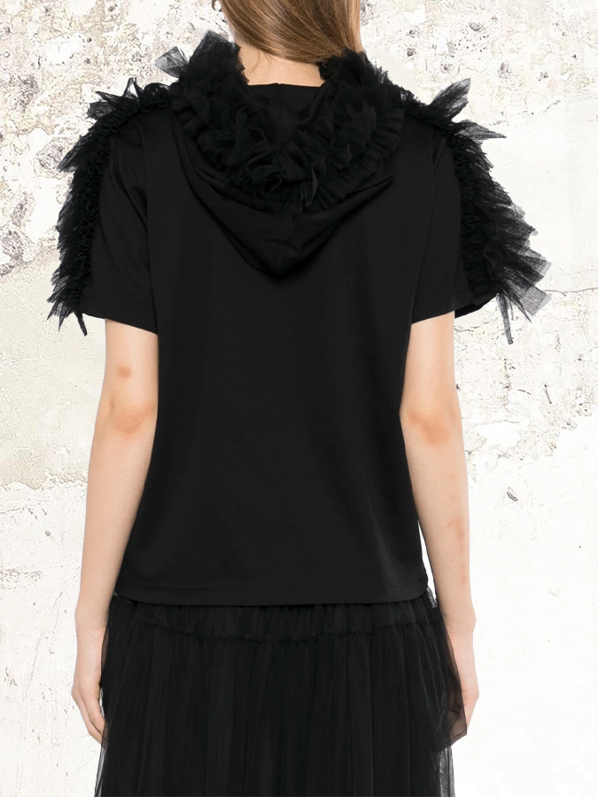 Noir Kei Ninomiya ruffled hooded T-shirt – MDE Noir Kei Ninomiya ruffled hooded T-shirt – MDE