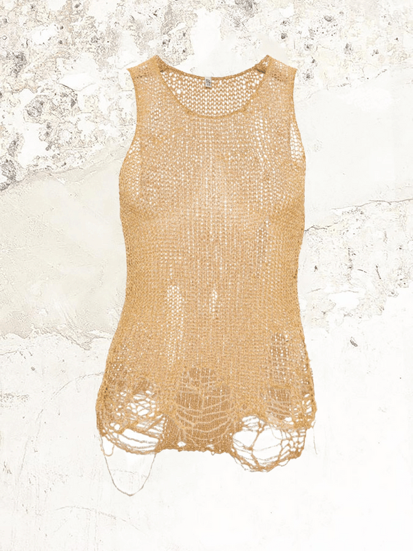 R13 DISTRESSED GOLD-TONE TOP