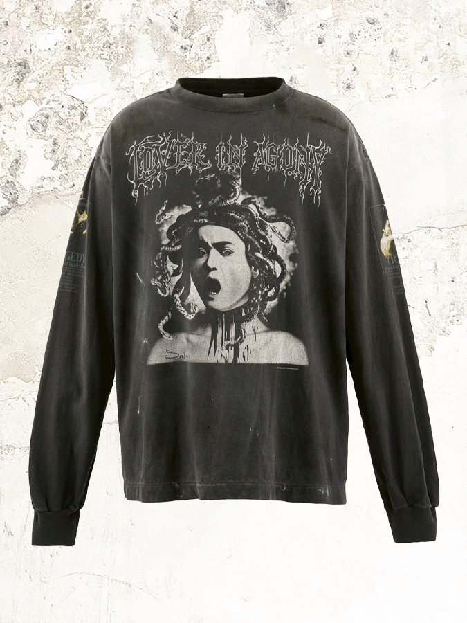 SAINT MXXXXXX graphic-print long-sleeve T-shirt – MDE