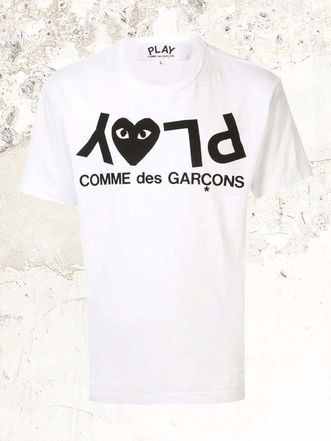 Comme des garcons play inverted text logo tee sales