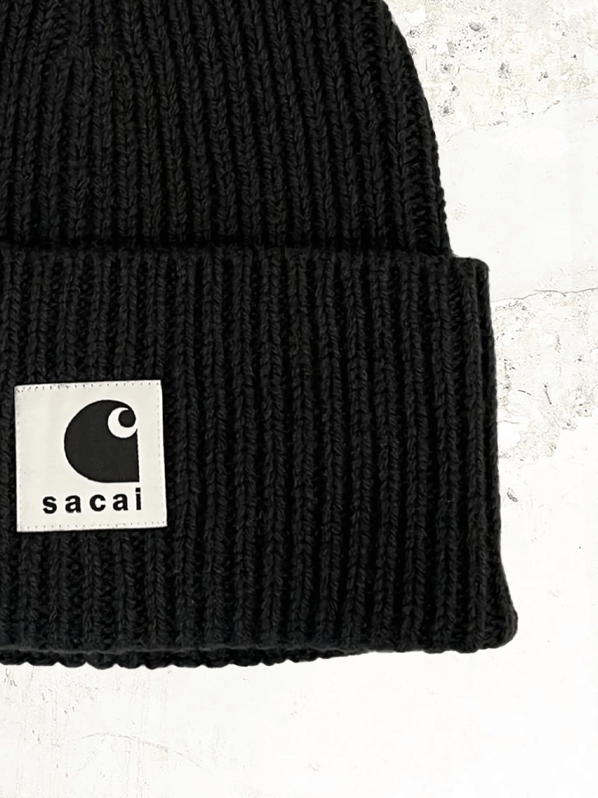 sacai X Carhartt WIP ribbed logo beanie hat – MDE