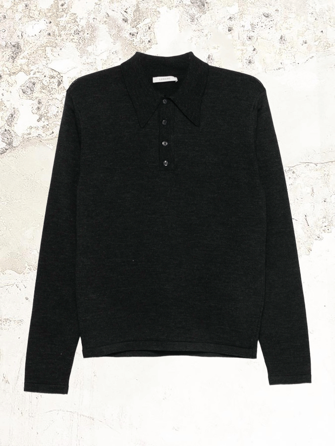 LEMAIRE mouliné merino wool long-sleeve polo – MDE