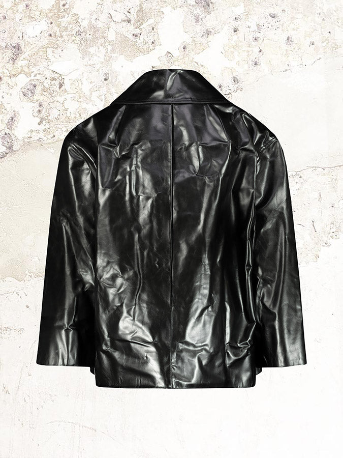 Rick Owens crinkled leather cropped jacket