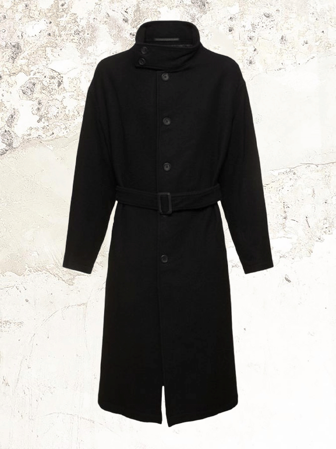 Yohji Yamamoto Stand collar belted coat