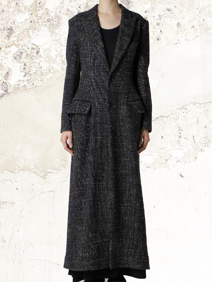 YOHJI YAMAMOTO HANDGEFERTIGTER TWEED-LANGMANTEL