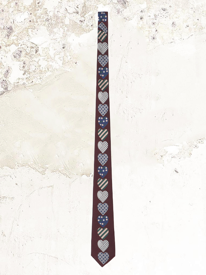 Yohji Yamamoto Heart Pattern Bordeaux Tie