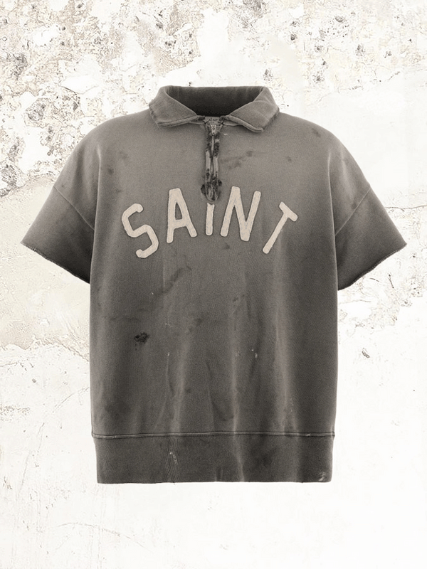 SAINT MXXXXXX distressed half-zip polo shirt – MDE