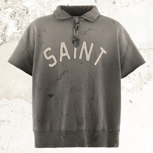 SAINT MXXXXXX distressed half-zip polo shirt – MDE