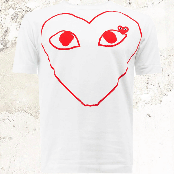 Comme des garcons play clearance outline heart t-shirt - white