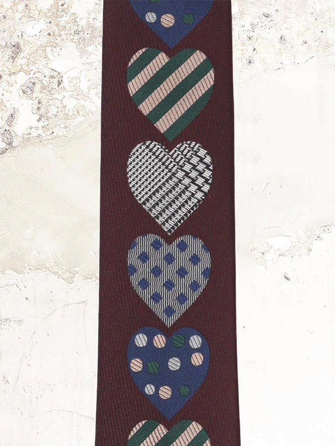 Yohji Yamamoto Heart Pattern Bordeaux Tie