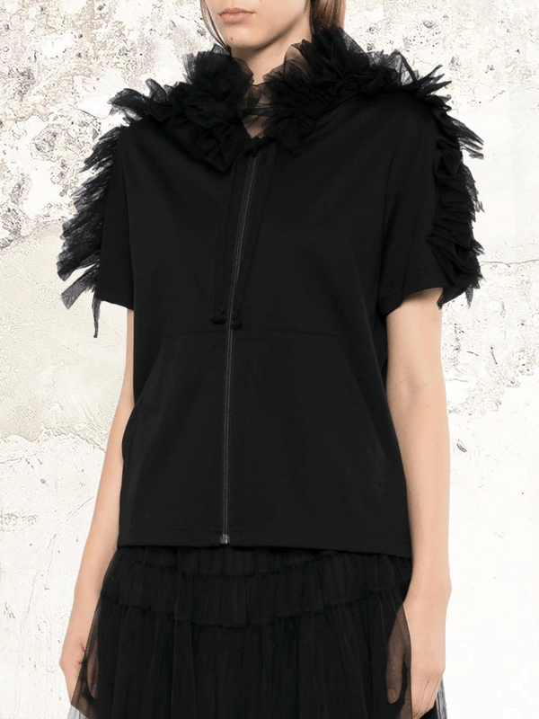 Noir Kei Ninomiya ruffled hooded T-shirt – MDE Noir Kei Ninomiya ruffled hooded T-shirt – MDE
