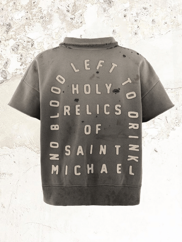 SAINT MXXXXXX distressed half-zip polo shirt – MDE