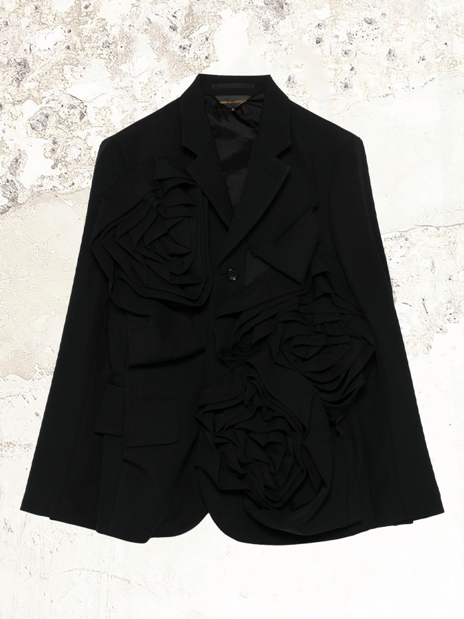 Comme Des Garçons flowers-appliqué blazer