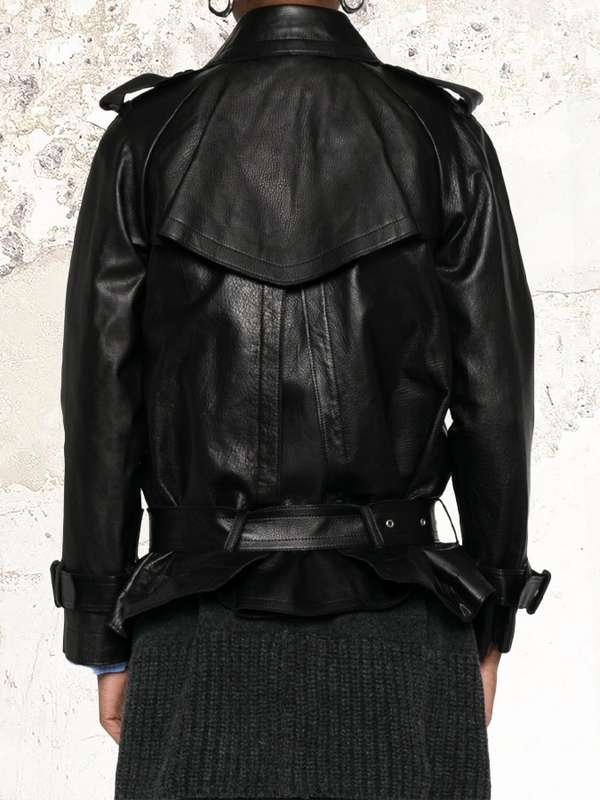 sacai double-breasted leather jacket
