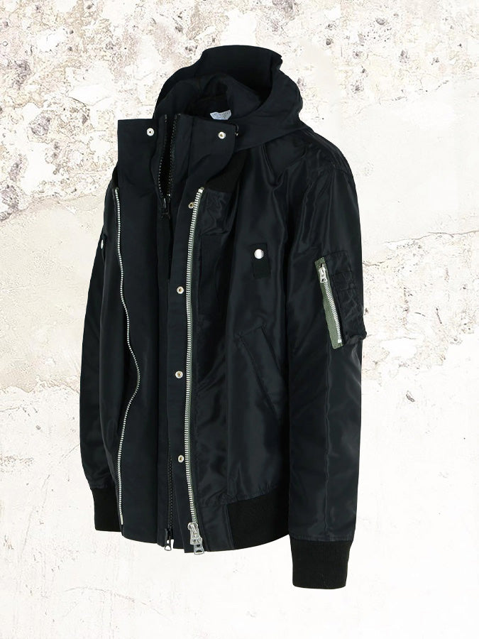 sacai zip-front hooded jacket