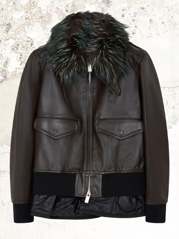 sacai leather faux fur jacket
