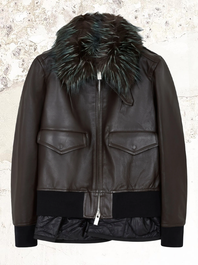 sacai leather faux fur jacket