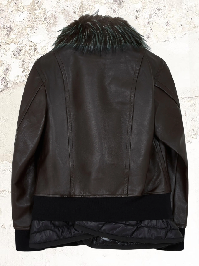 sacai leather faux fur jacket