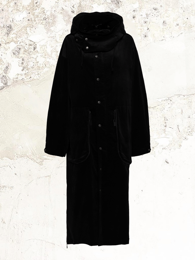 YOHJI YAMAMOTO 天鵝絨連帽風衣