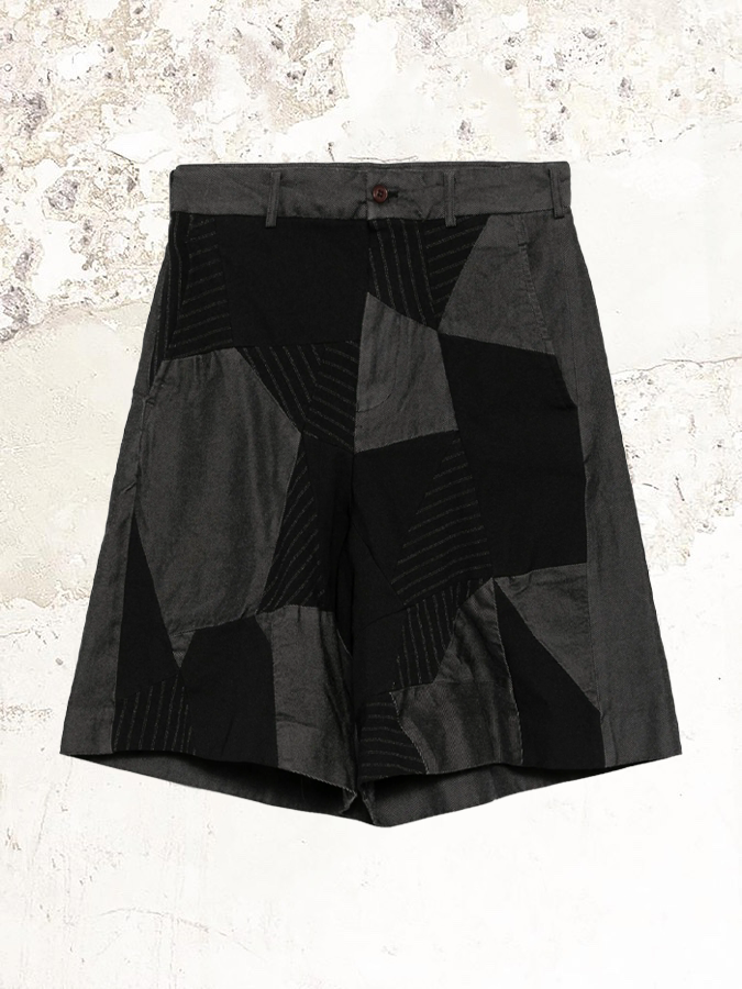 Black Comme des Garçons Patchwork design shorts