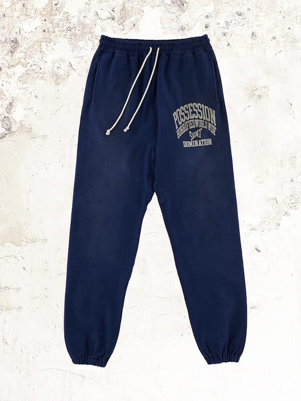 Saint Michael Navy Blue Cotton track pants