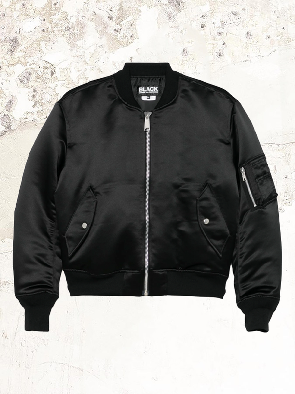 Black Comme Des Garçons satin bomber jacket