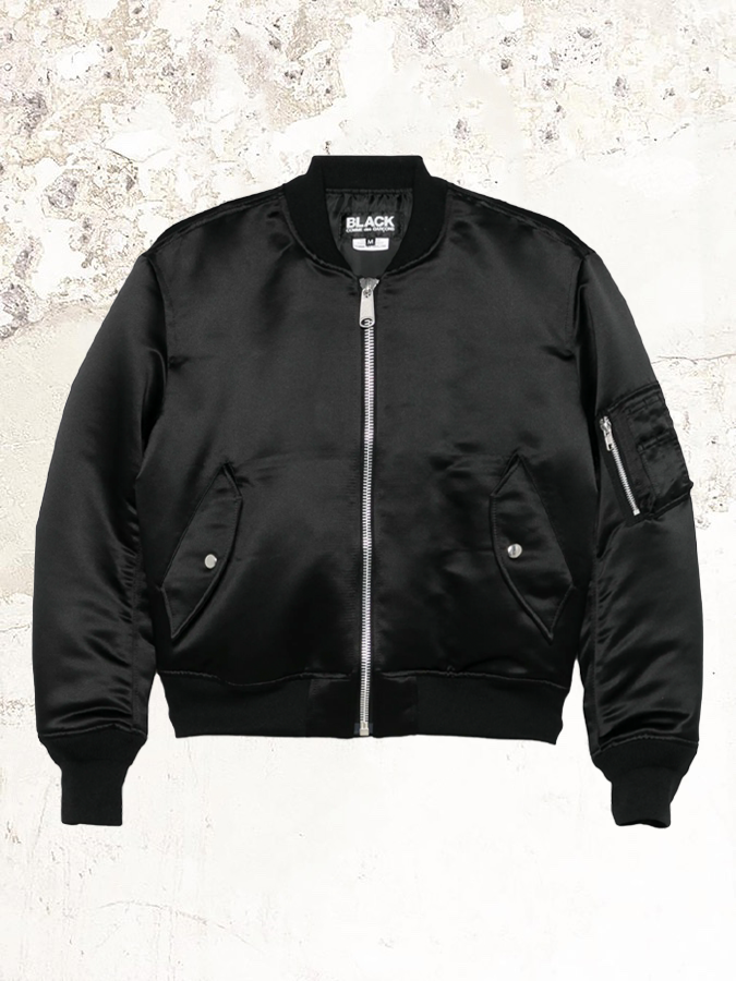 Black Comme Des Garçons Satin-Bomberjacke