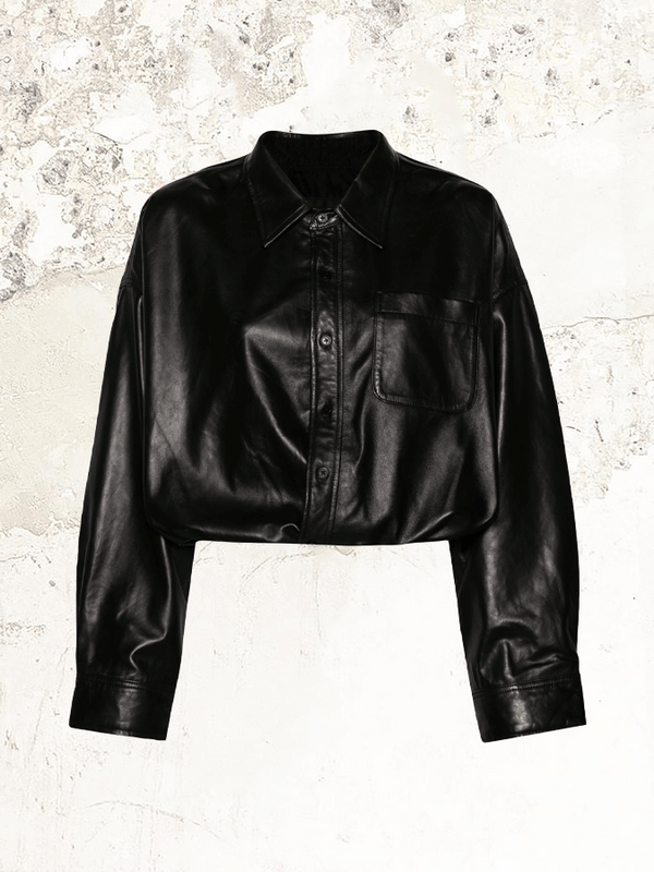 R13 CROPPED Leather shirt jacket