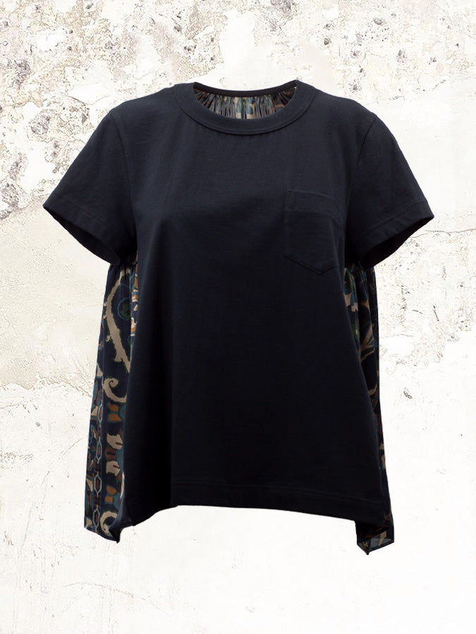 sacai floral print panelled t-shirt