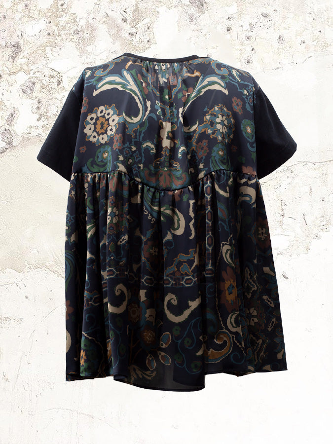 sacai floral print panelled t-shirt