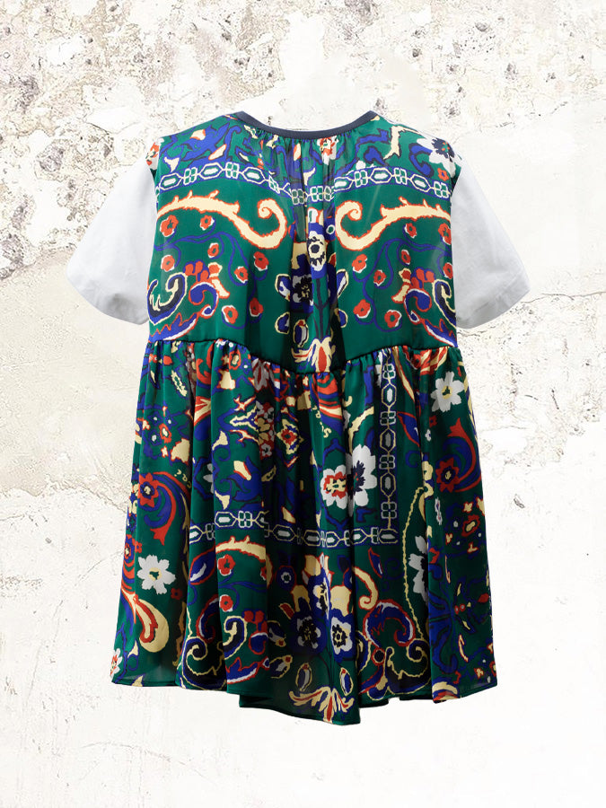 sacai floral print panelled t-shirt