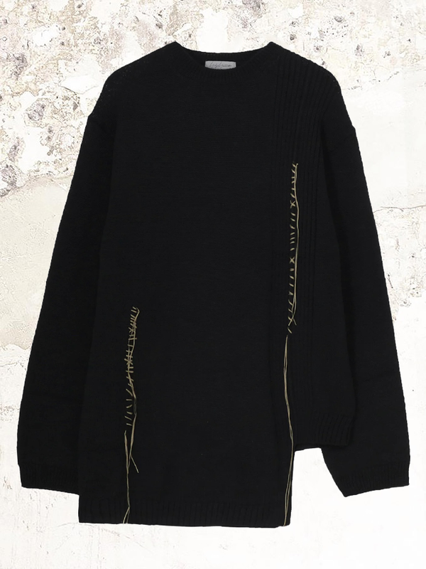 YOHJI YAMAMOTO EMBROIDERY ROUND NECK jumper