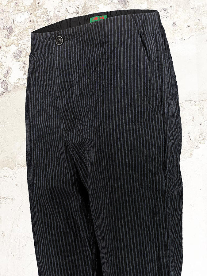 Casey Casey Navy Striped Cotton Trousers