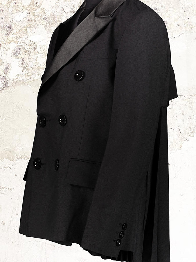 sacai pleat-detail double-breasted suiting jacket