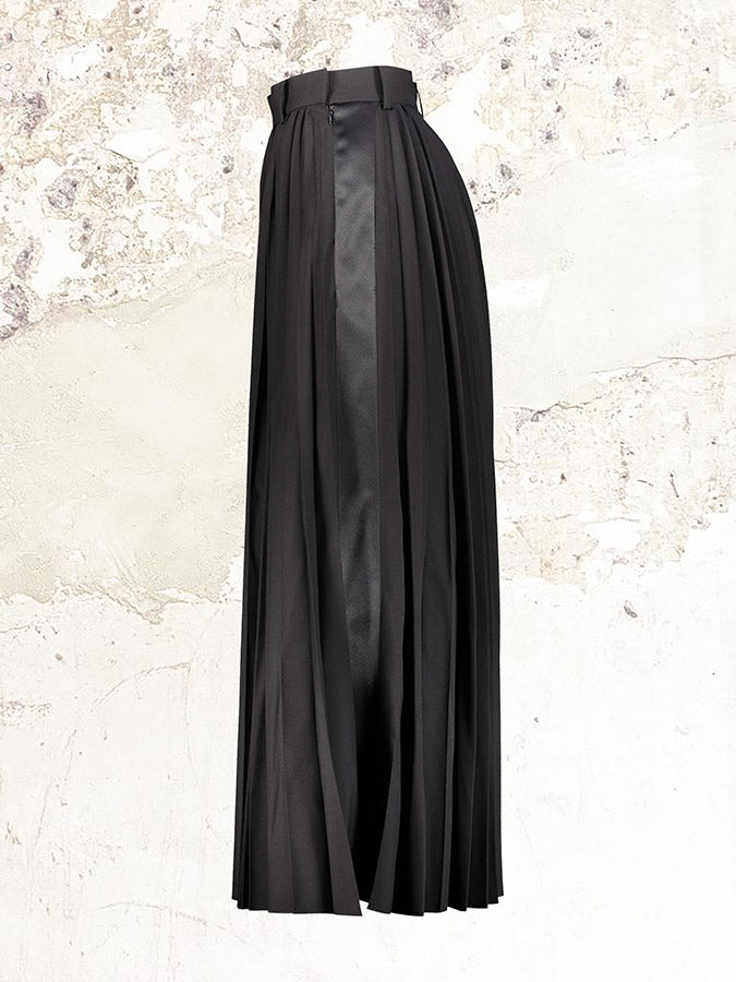 sacai black pleated maxi skirt