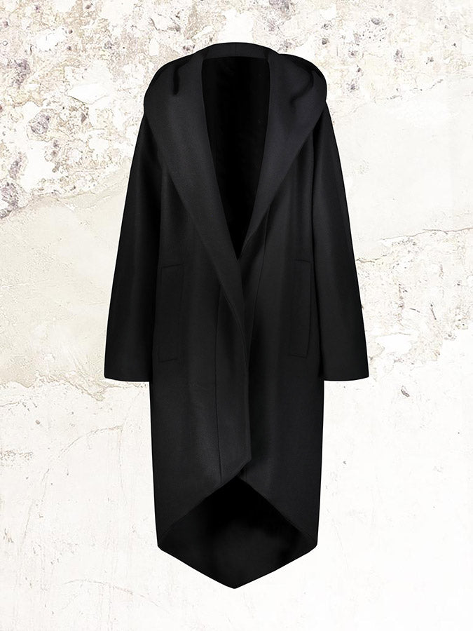 ALEXANDRE VAUTHIER Черное длинное пальто с капюшоном