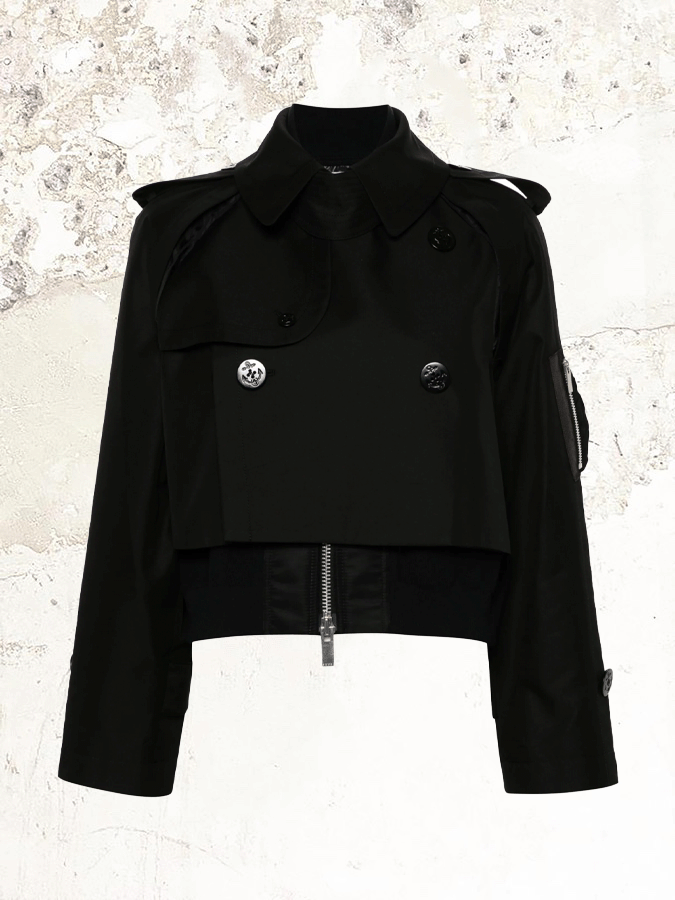 sacai asymmetrisches Design cropped Jacke