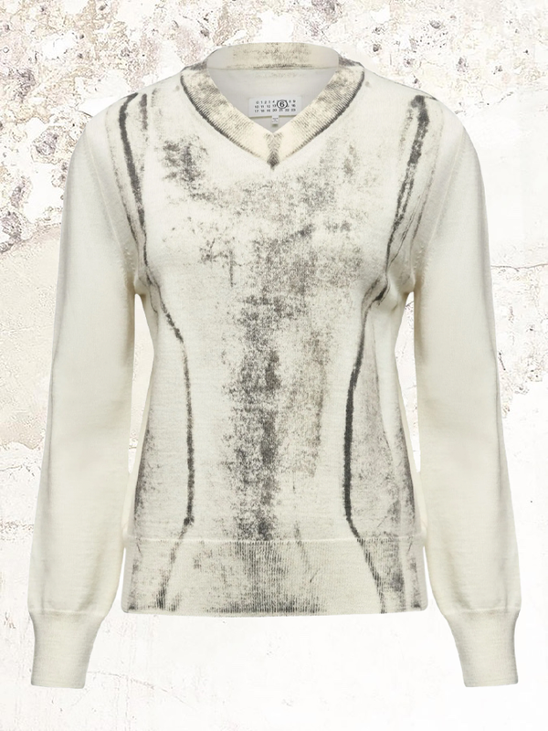 MM6 Maison Margiela abstract-print V-neck sweater