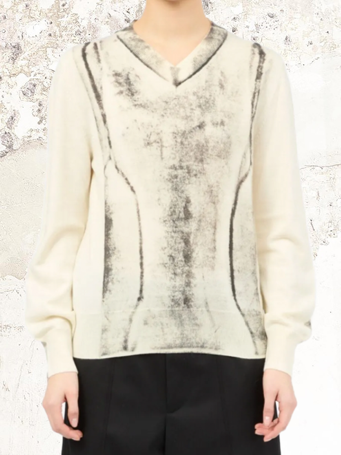 MM6 Maison Margiela Pullover mit abstraktem Muster und V-Ausschnitt