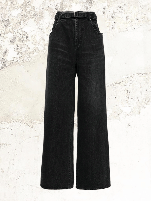 sacai belted wide-leg jeans