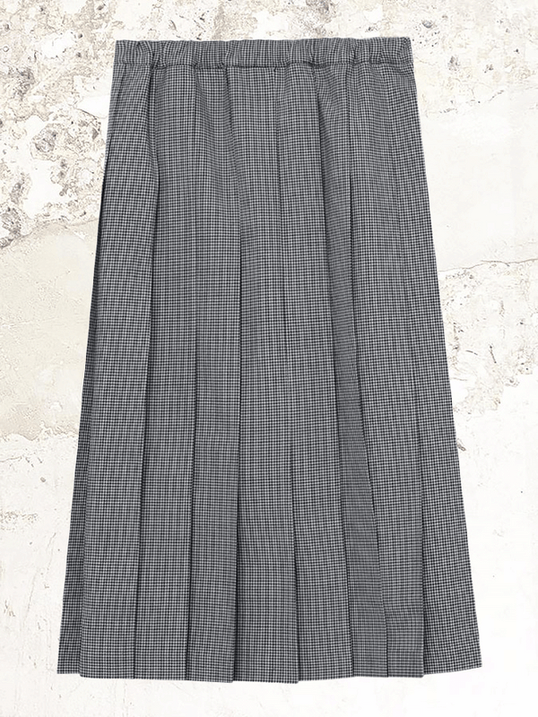 Comme Des Garçons Pleated Checked Wool Skirt
