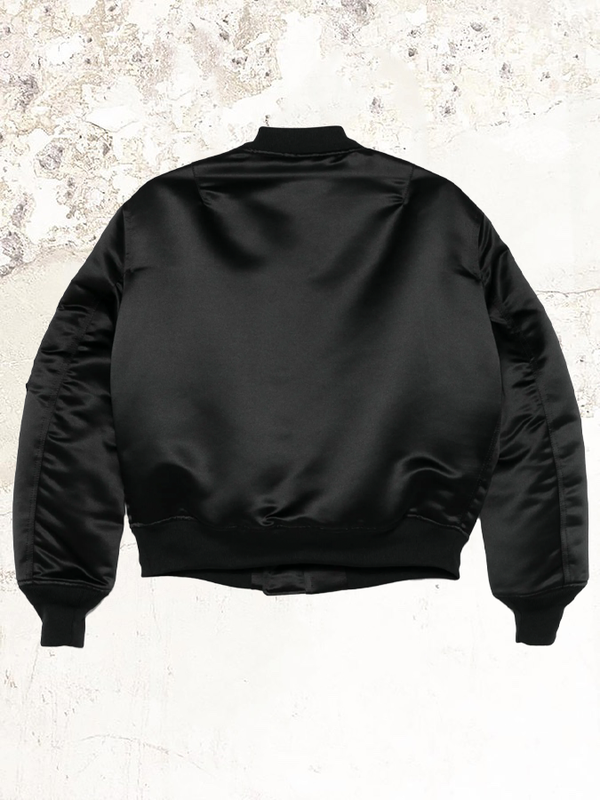 Black Comme Des Garçons satin bomber jacket