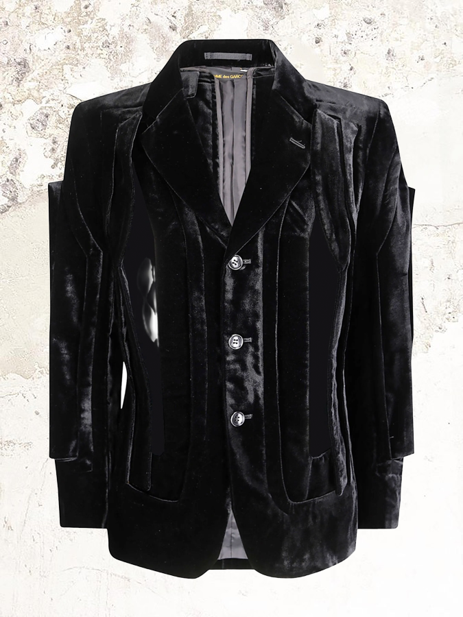 Comme Des Garçons cut-out detail velvet blazer