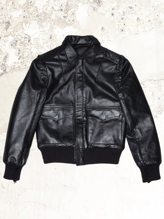R13 Leather short bomber jacket