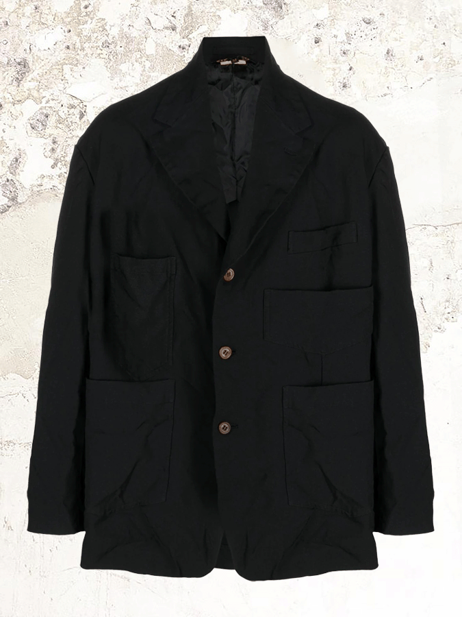 Black Comme des Garçons single-breasted patch-pocket Blazer