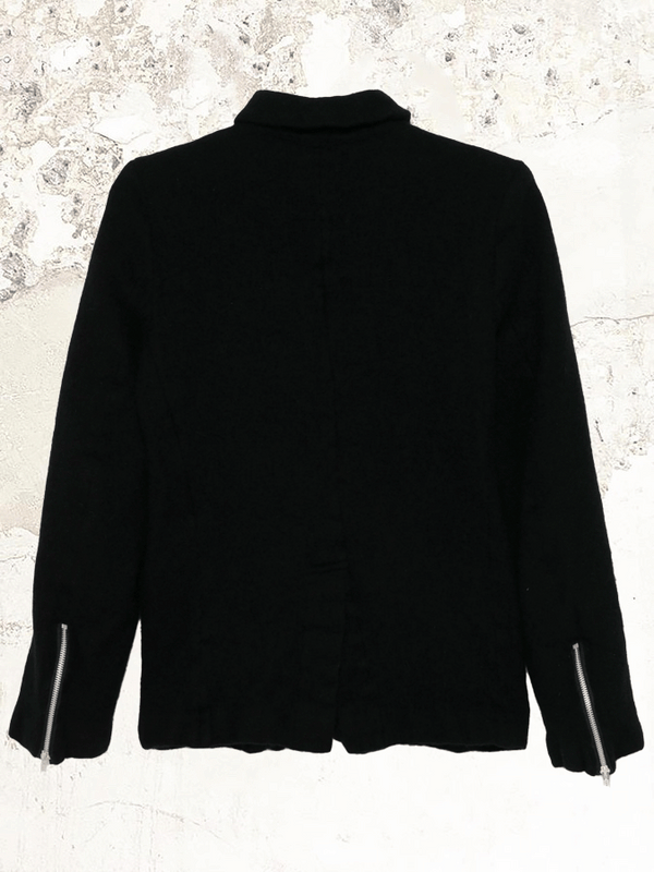 Schwarze Comme Des Garçons gefilzte Reißverschluss-Blazer