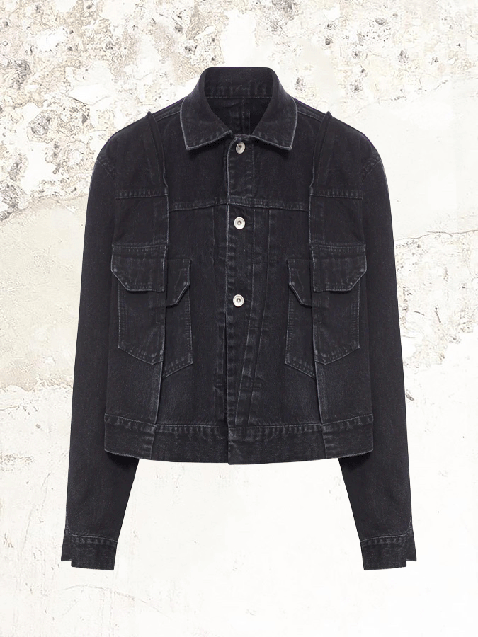 sacai asymmetric denim jacket