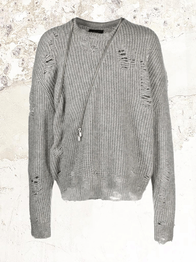 HELIOT EMIL Distressed Zip-detail knit